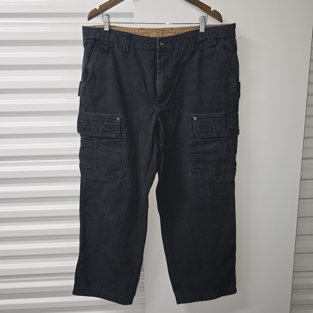 Duluth Trading Co Cargo Pants Men's 40x32 Black Relaxed Fit Work Cotton